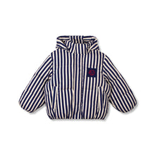 wynken burletta down coat painted navy stripe