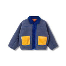 wynken faux fur reversible jacket tobacco blue