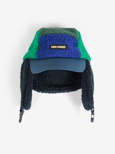 bobo choses color block sheepskin chapka blue green