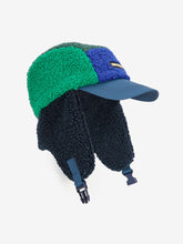 bobo choses color block sheepskin chapka blue green