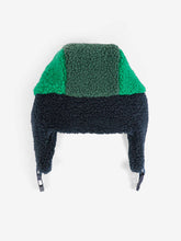 bobo choses color block sheepskin chapka blue green