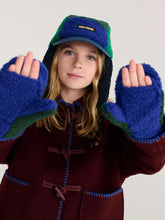 bobo choses color block sheepskin chapka blue green