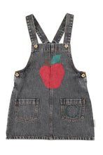 piupiuchick short dress with straps washed black denim with apple print