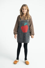 piupiuchick short dress with straps washed black denim with apple print
