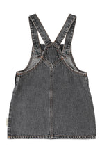 piupiuchick short dress with straps washed black denim with apple print