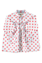 piupiuchick short dress light blue denim with red dots