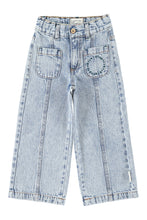 piupiuchick flare trousers fadded light blue denim