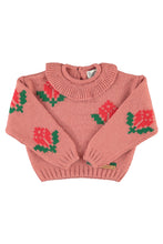 piupiuchick jacquard sweater with collar old pink with flowers
