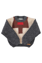 piupiuchick knitted sweater dark grey with multicolor geometric