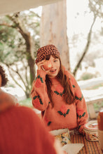 piupiuchick jacquard sweater with collar old pink with flowers