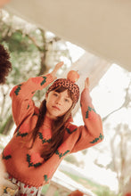 piupiuchick jacquard sweater with collar old pink with flowers
