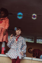 piupiuchick short dress light blue denim with red dots