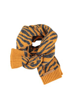 piupiuchick knitted scarf orange with zebra print