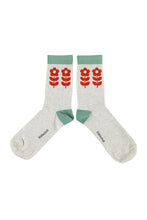 piupiuchick socks light grey with red flowers