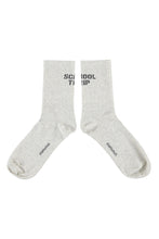 piupiuchick socks light grey with "school trip"