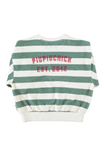 piupiuchick sweatshirt ecru & green stripes with "piupiuchick" print