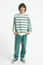 piupiuchick sweatshirt ecru & green stripes with "piupiuchick" print
