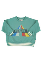 piupiuchick sweatshirt green with "here we go" print