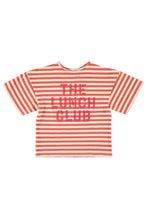 piupiuchick oversize t-shirt red & ecru stripes with apple print