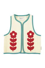 piupiuchick waistcoat ecru with embroidered red flowers