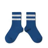 collégien kousen met streepjes bleu saphir