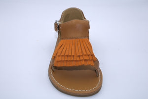 Gallucci eerste camel sandaal met oranje fringes