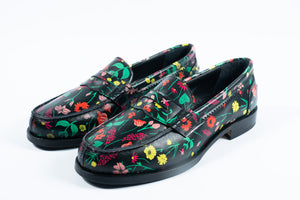 gallucci zwarte mocassin met bloemenprint