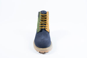 gallucci stoere bottine in navy nubuck met groen en beige accent