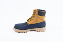 gallucci stoere bottine in navy nubuck met groen en beige accent