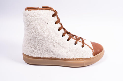 gallucci hoge sneaker in wol met camel leer