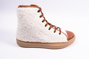 gallucci hoge sneaker in wol met camel leer