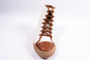 gallucci hoge sneaker in wol met camel leer