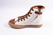 gallucci hoge sneaker in wol met camel leer