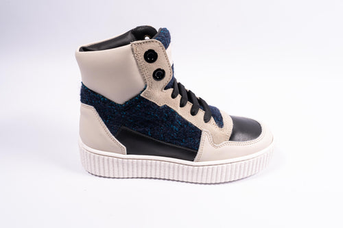 gallucci hoge sneaker in gebroken wit, blauwe en zwarte tinten