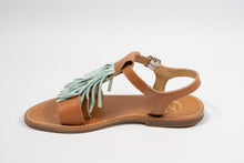 gallucci sandaal tan met muntkleurige fringes