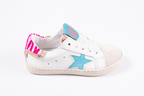 Rondinella sneaker wit met roze zebra