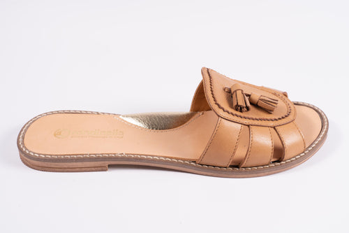 Rondinella slipper camel met kwastje