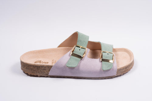 Ocra slipper muntgroen/lila