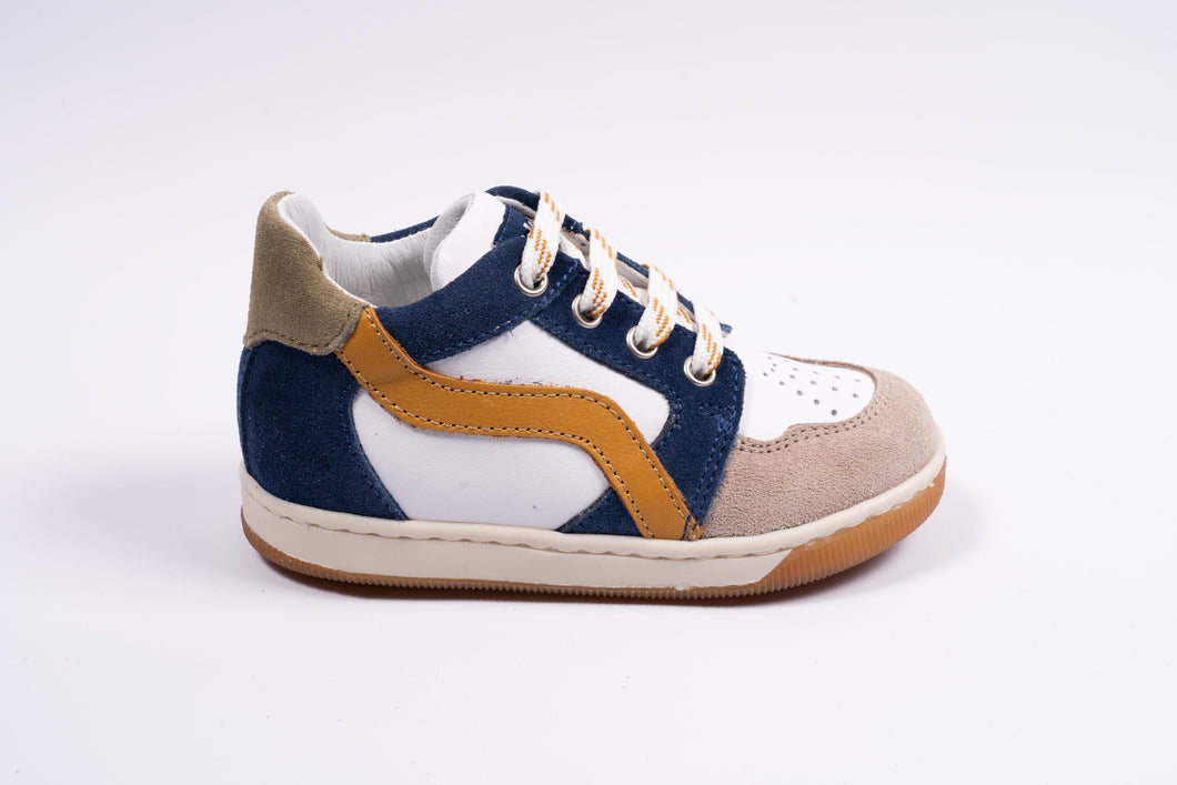 falcotto eerste sneakertje wit/blauw/taupe