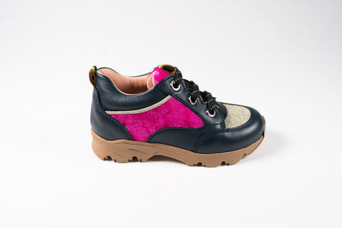 Rondinella sneakertje navy met roze en glitter