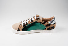 gallucci sneaker met metallic groen en luipaardprint