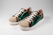 gallucci sneaker met metallic groen en luipaardprint