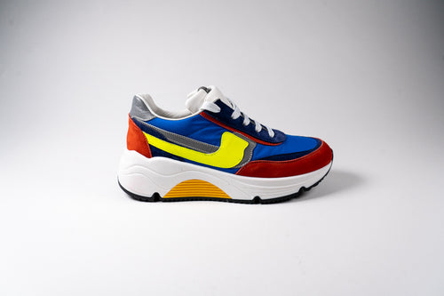 Rondinella sneaker met blauw, roest en geel