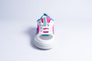 Rondinella witte sneaker met roze en blauw