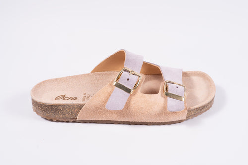 Ocra slipper zalmroze/lila