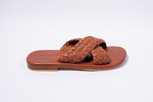 Scandic Gypsy Woven leather Maja sandal tan