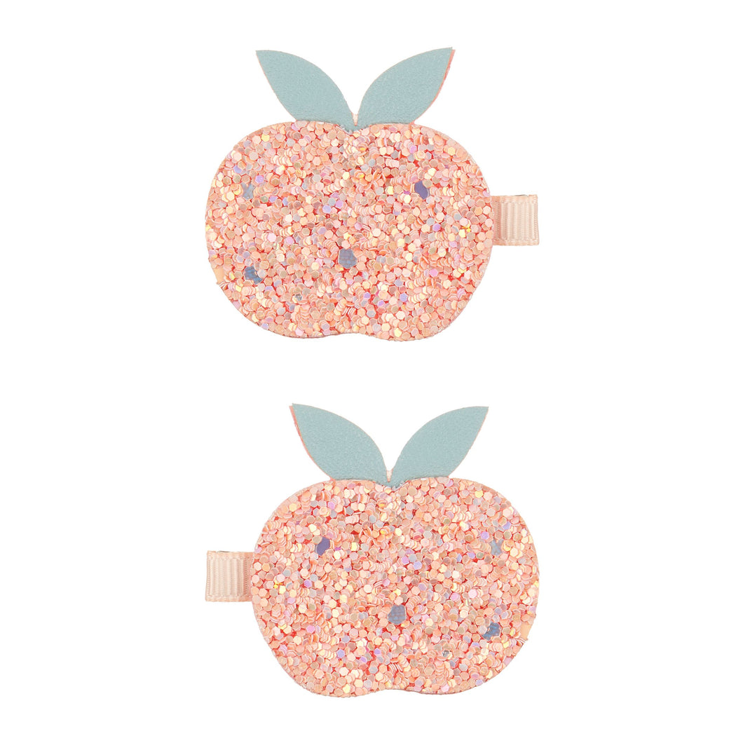 Peach glitter clips