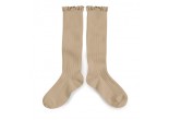 collégien knieukousen met kant petite taupe